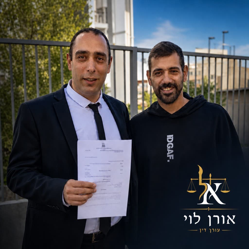 עו"ד אורן לוי עם לקוח מרוצה לאחר הסדר חוב — מ-100 אלף ש"ח ל-36 אלף ש"ח